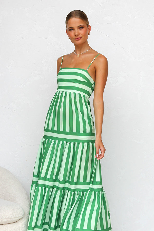 Lailanie - Striped Green White Dress