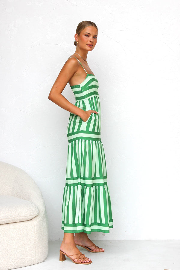 Lailanie - Striped Green White Dress