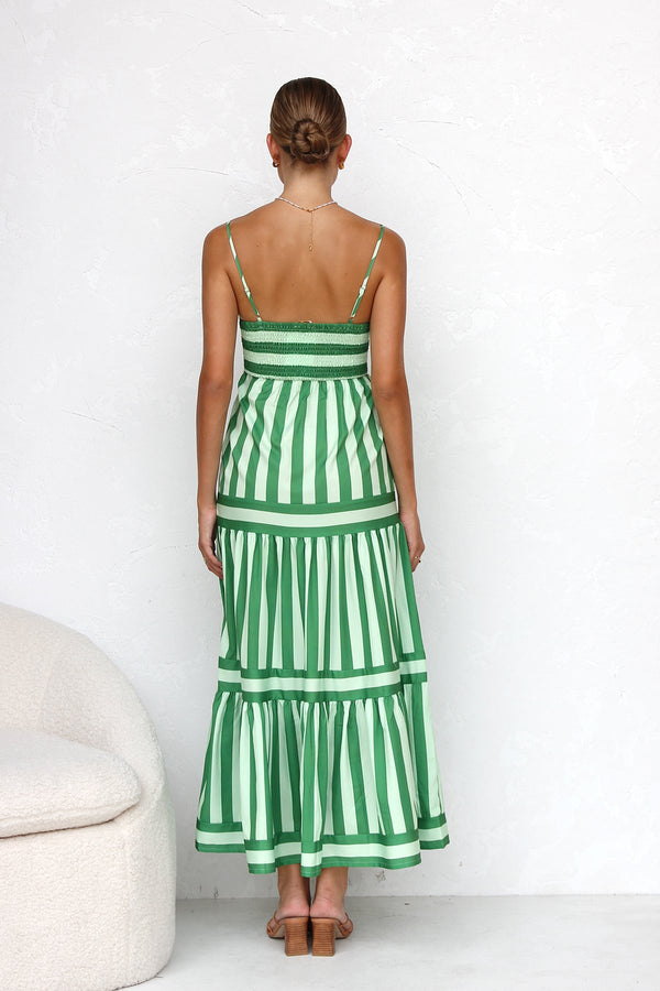 Lailanie - Striped Green White Dress