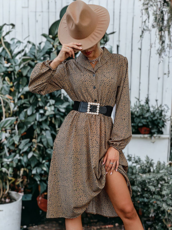 Ashe - Cheetah Print Collared Shirt Dress