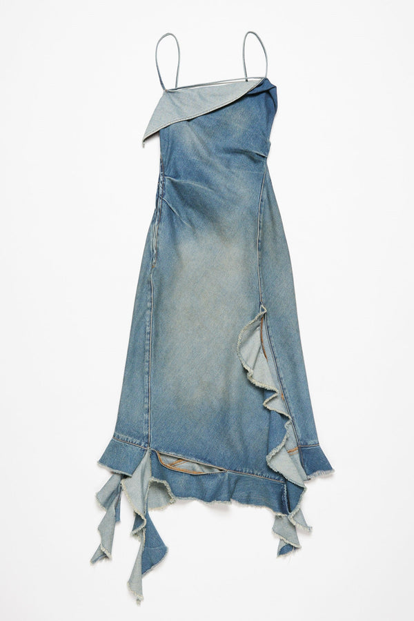 Rylee | Denim Ruffle Midi Dress