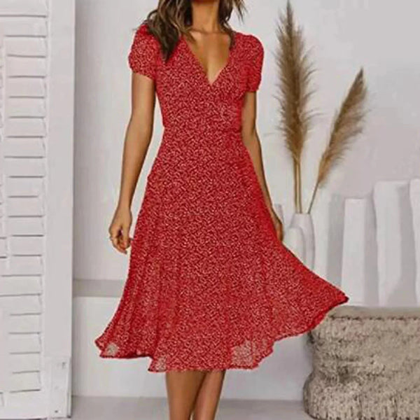 Ilana - Boho V-Neck Midi Dress