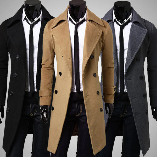 Brent - Windproof Double-Breasted Coat for Men - Elegant & Functional