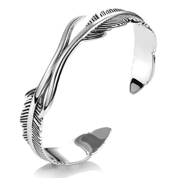 FeatherFlex - Adjustable Bracelet with Silver Feathers - Elegant & Versatile Design