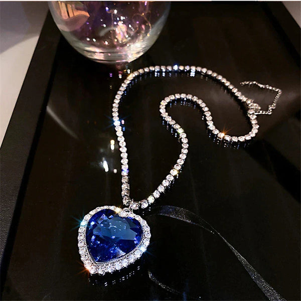 Rose – Blue Heart Crystal Necklace – A Perfect Love Symbol