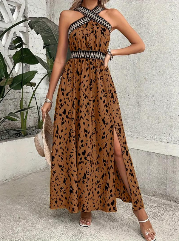 Ambra - Halter Elegant Boho Maxi Dress