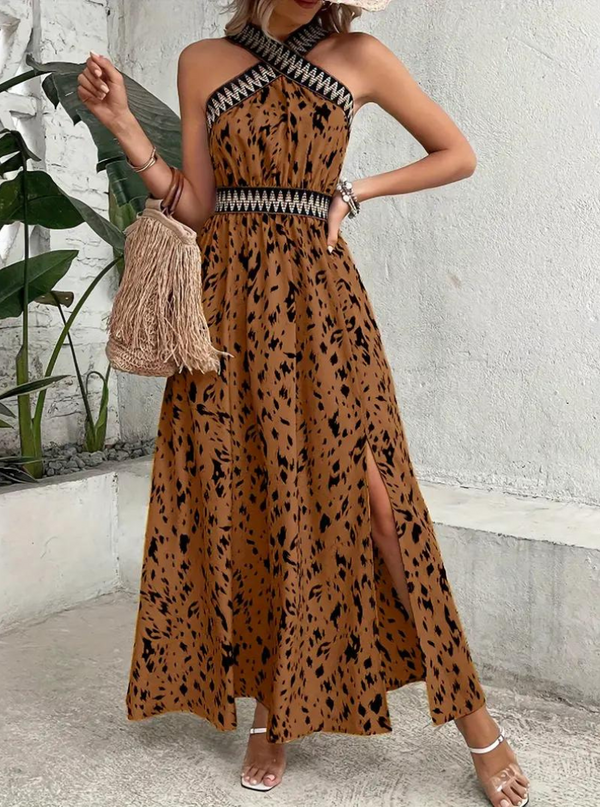 Ambra - Halter Elegant Boho Maxi Dress