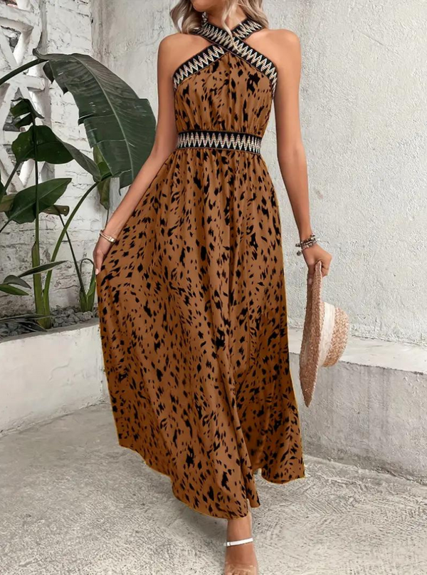 Ambra - Halter Elegant Boho Maxi Dress