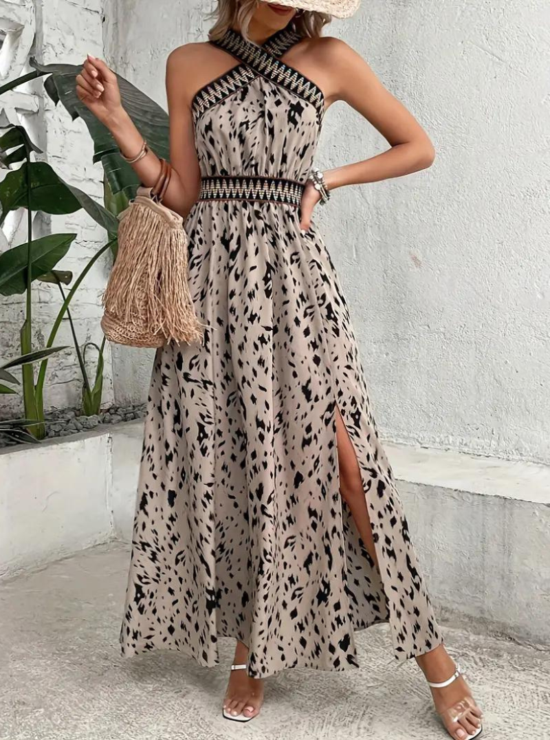 Ambra - Halter Elegant Boho Maxi Dress