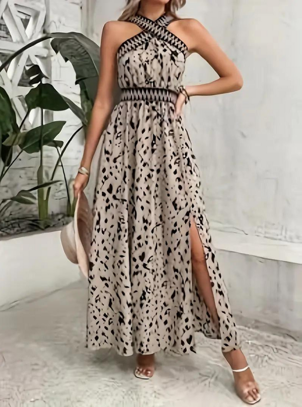 Ambra - Halter Elegant Boho Maxi Dress