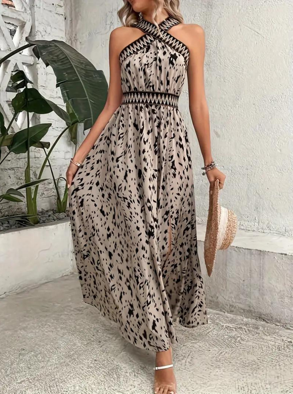 Ambra - Halter Elegant Boho Maxi Dress