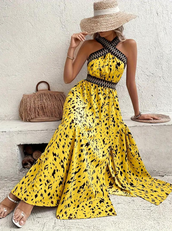 Ambra - Halter Elegant Boho Maxi Dress