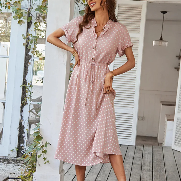 Caramel - Flattering Polkadot Midi Dress