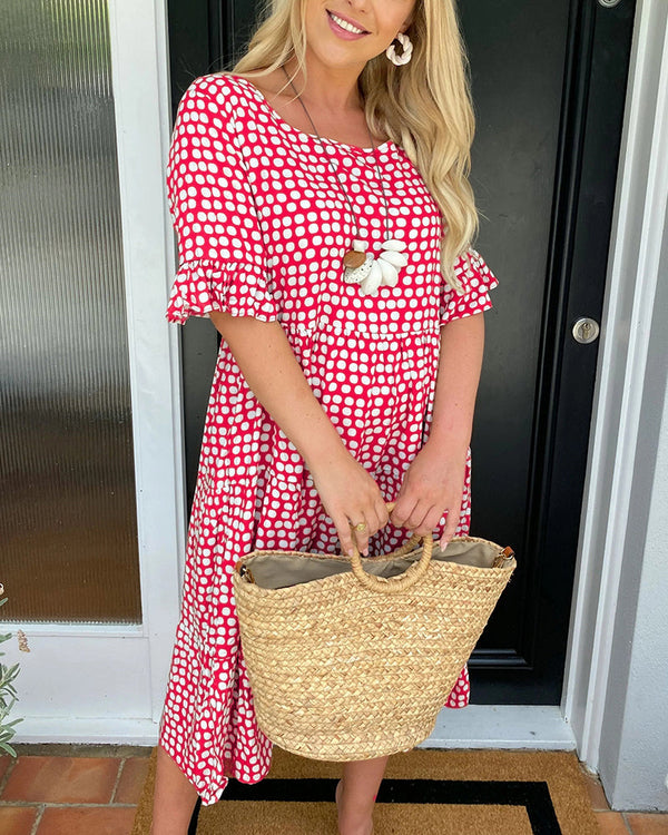 Janessa - Round Neck Polka Dress