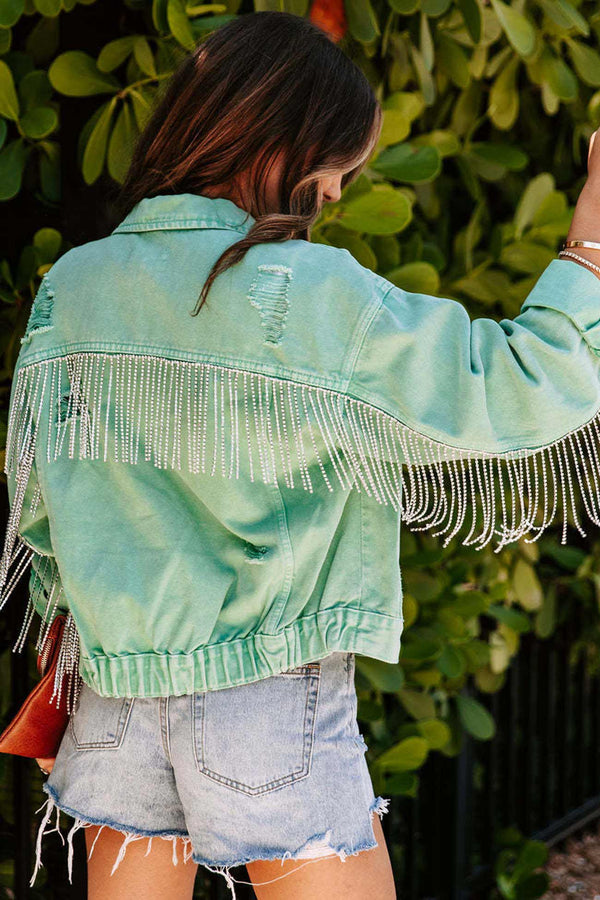 Chiharu - Chain Tassel Denim Jacket