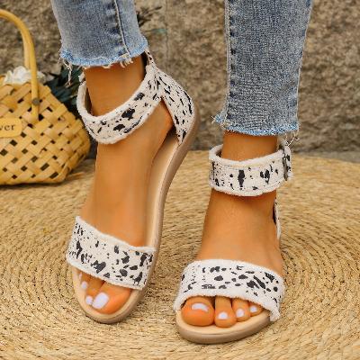 Lindle - Leopard Ankle Strap Sandals