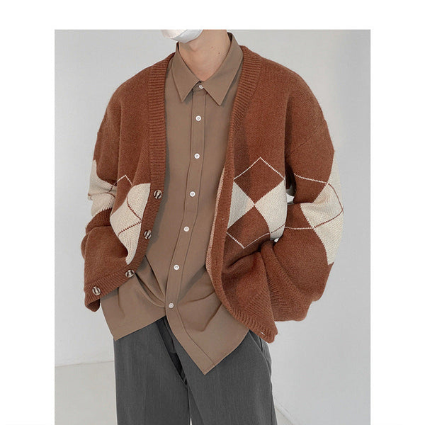 Guillermo - V-Neck Loose Knit Cardigan for Men