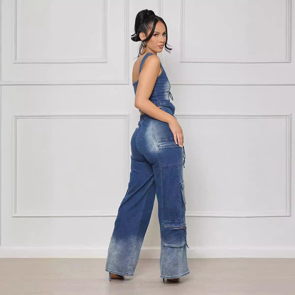 Maris - Denim Flare Pants Ensemble