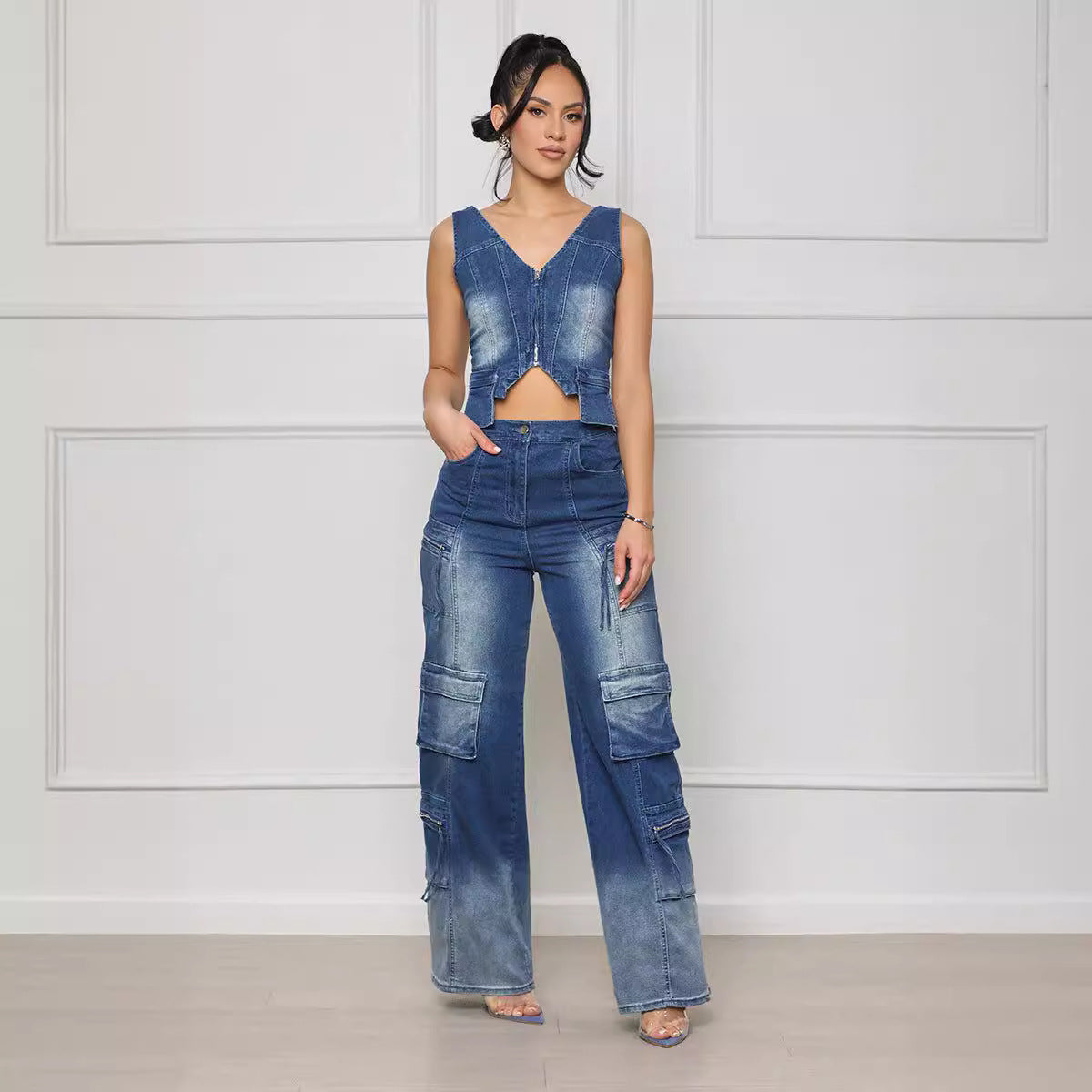 Maris - Denim Flare Pants Ensemble