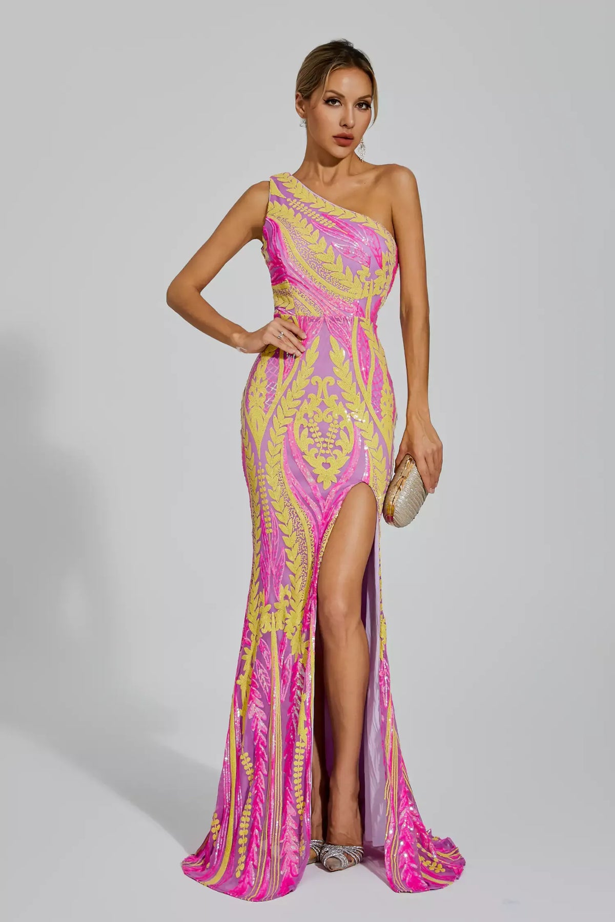 Phillia - Vibrant High-Slit Gown for Women