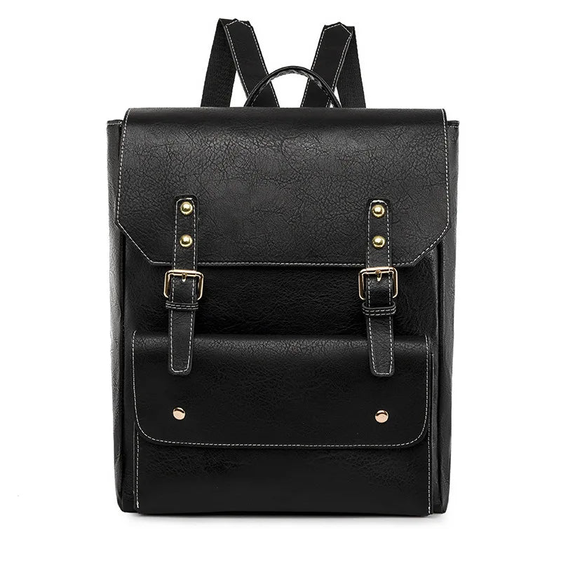 Violeta - Vintage Buckle Flap Travel Laptop Backpack