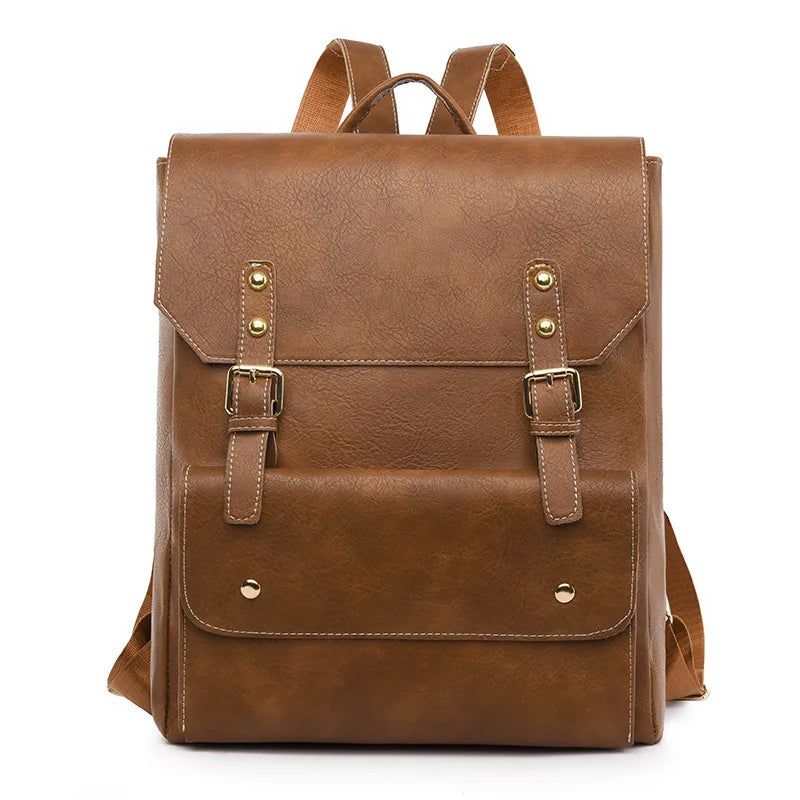 Violeta - Vintage Buckle Flap Travel Laptop Backpack