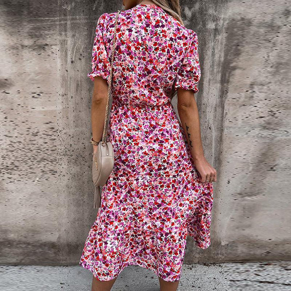 Heather - Asymmetrical Hem Floral Dress