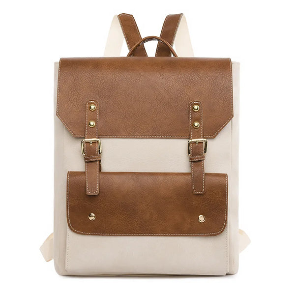 Violeta - Vintage Buckle Flap Travel Laptop Backpack