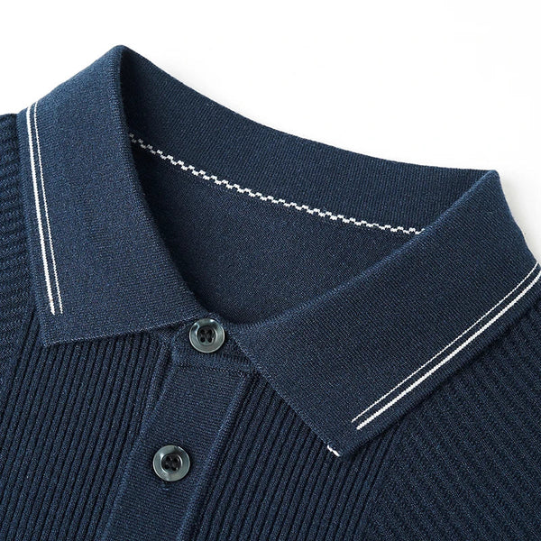 Augustus - Premium Long Sleeve Knit Polo Shirt