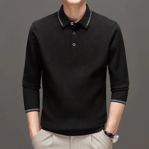 Augustus - Premium Long Sleeve Knit Polo Shirt