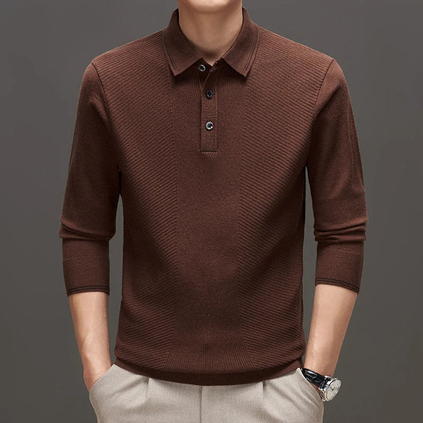 Augustus - Premium Long Sleeve Knit Polo Shirt