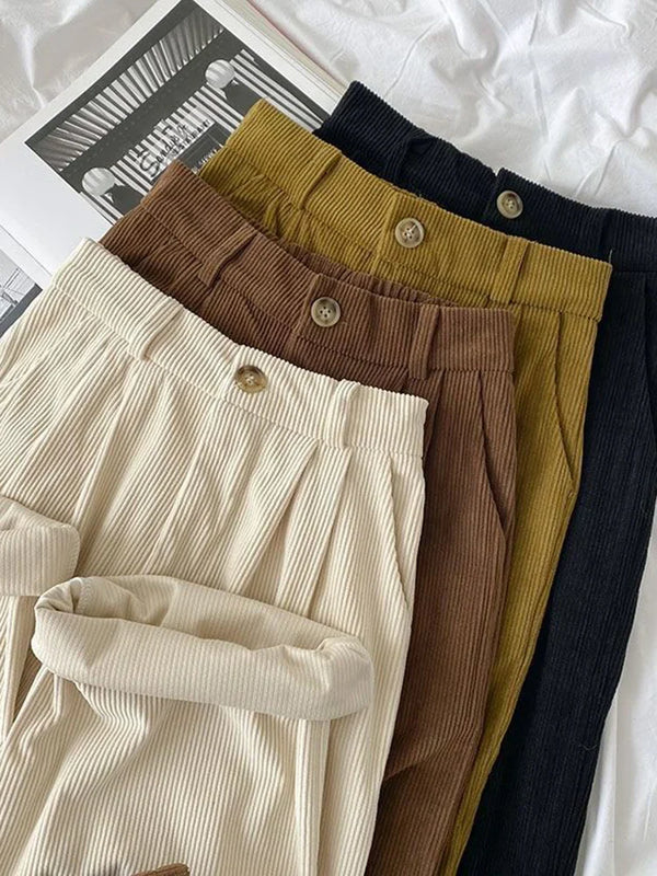 Rebekah - High Waist Corduroy Pants for Women