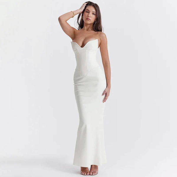 Evangeline - Long Gathered Waist Mermaid Dress