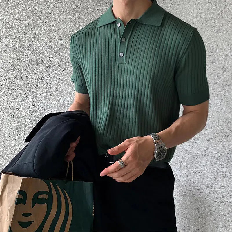 Nathan - Ribbed Polo Shirt