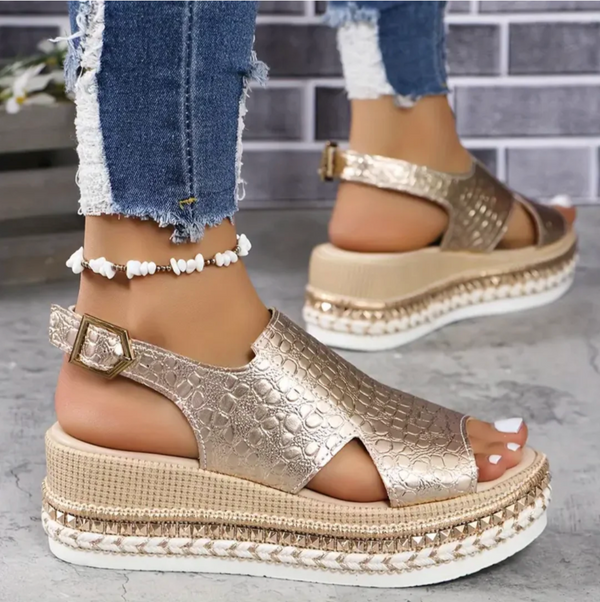 Camille - Metallic Platform Sandals