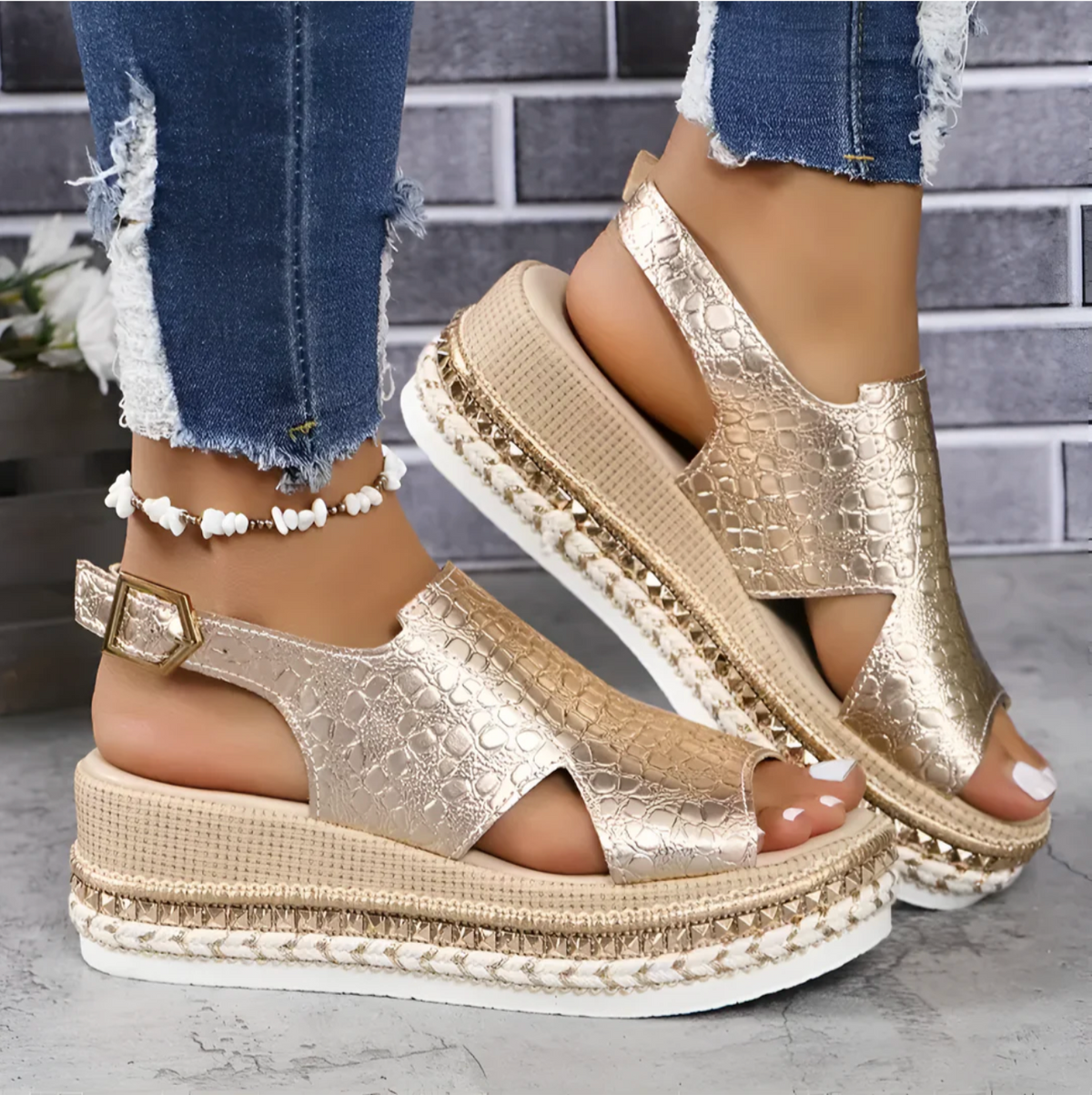 Camille - Metallic Platform Sandals