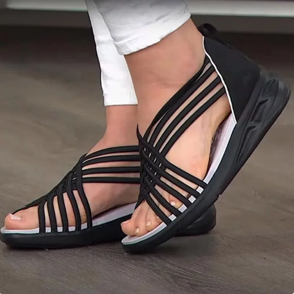 Shayne - Elastic Cross Strap Sandals