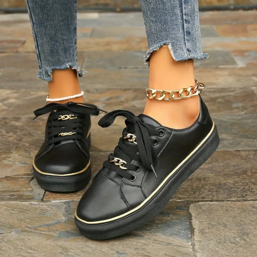 Elodie - Chic Chain-Accent Sneakers