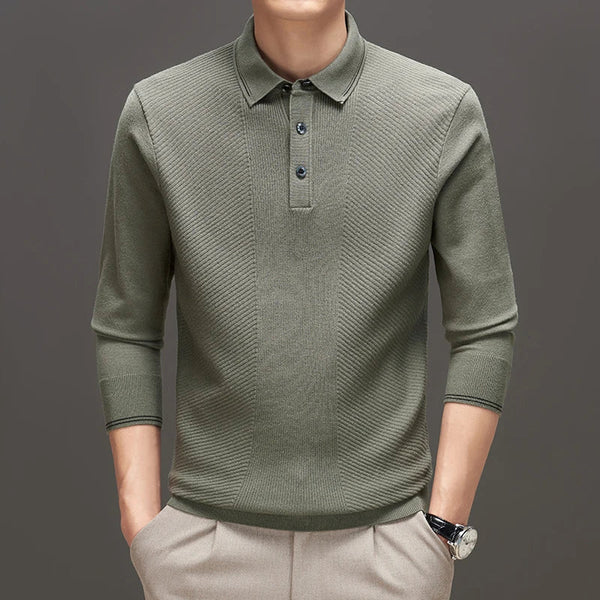 Augustus - Premium Long Sleeve Knit Polo Shirt