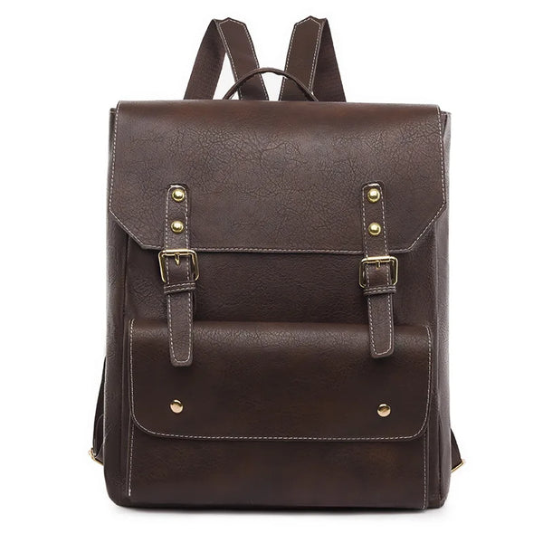 Violeta - Vintage Buckle Flap Travel Laptop Backpack