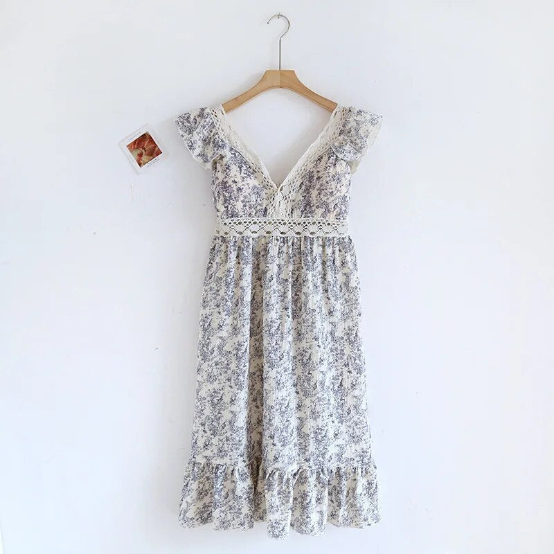 Vita - Casual Floral Padded Midi Dress