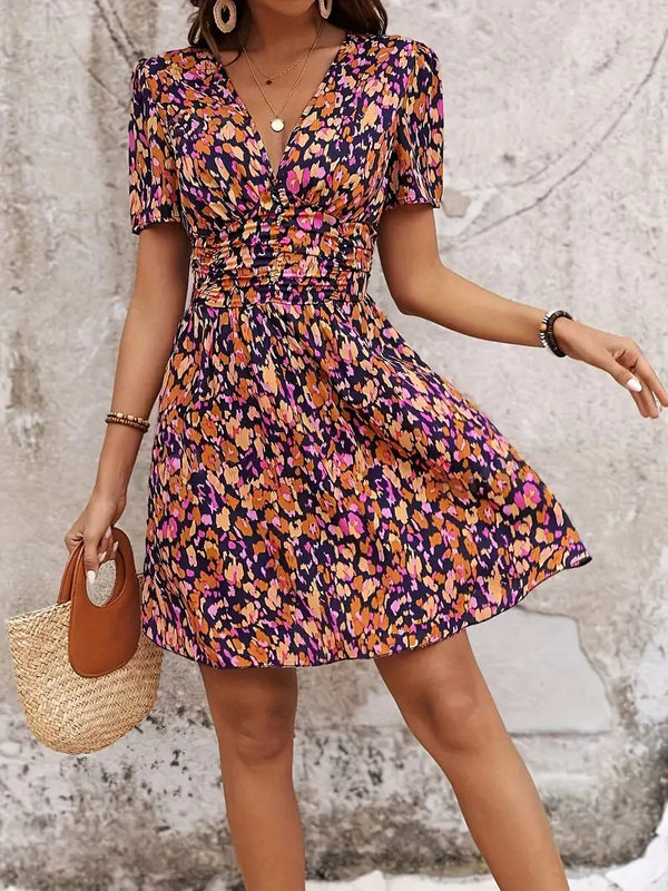 Emme - V-Neck Floral Mini Dress