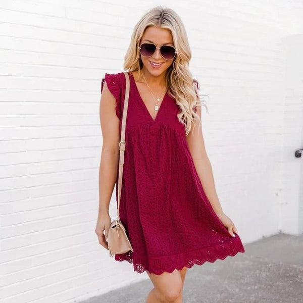 Shiraz - Timeless V-Neck Mini Dress