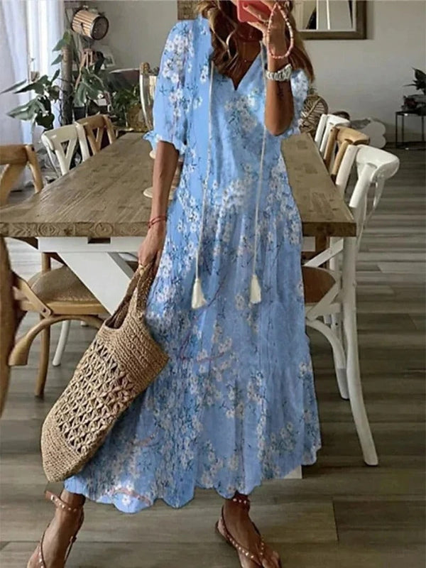 Evadne - V-Neck Boho Maxi Dress