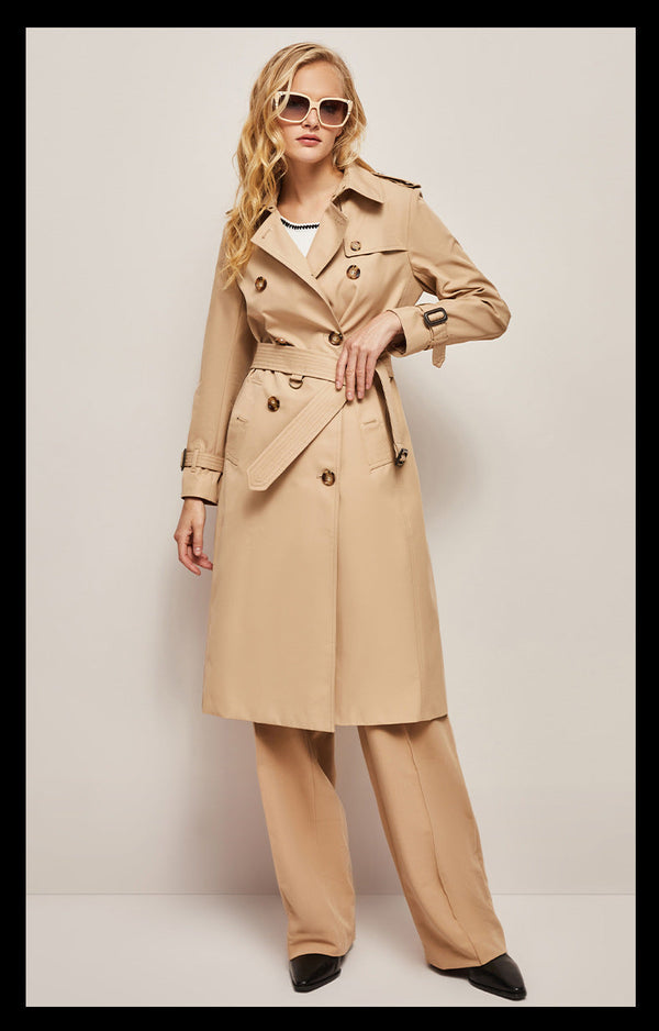 Riza - Long Trench Coat for Women - Warm & Versatile