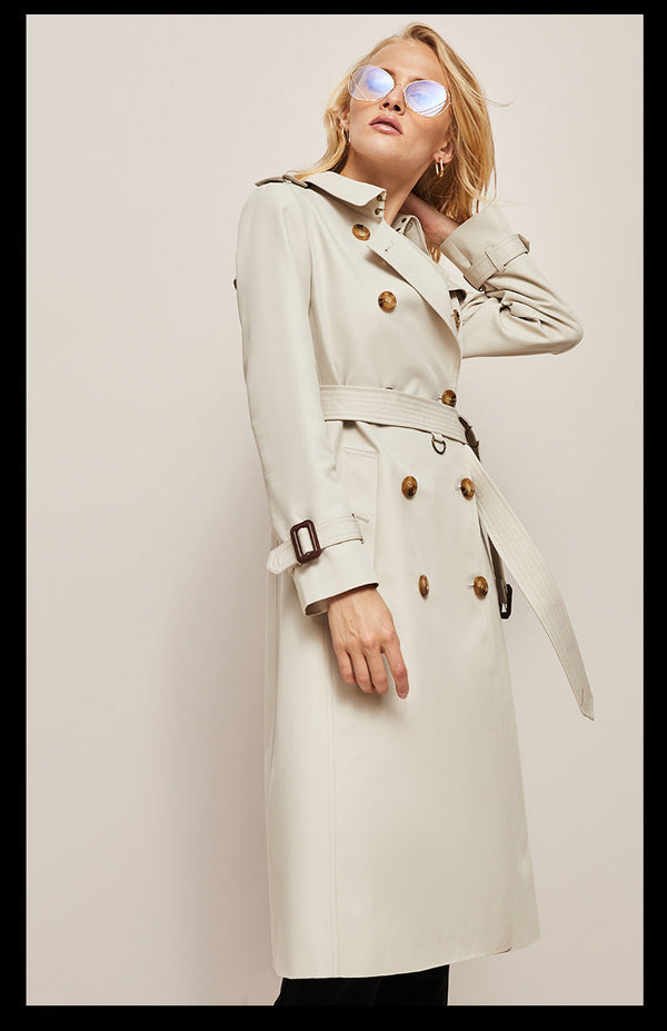 Riza - Long Trench Coat for Women - Warm & Versatile