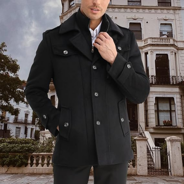 Sam - Elegant Winter Trench Coat for Men - Sleek & Cozy