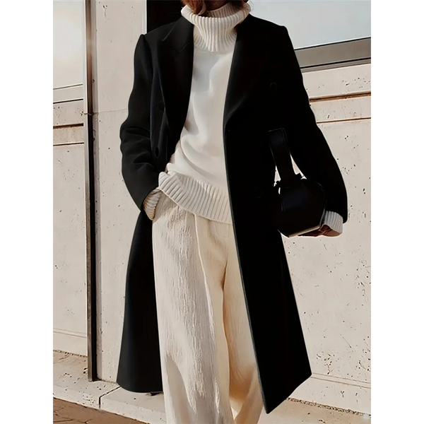 Victoria - Double-Breasted Long Coat - Tailored & Elegant