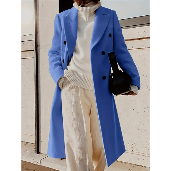 Victoria - Double-Breasted Long Coat - Tailored & Elegant