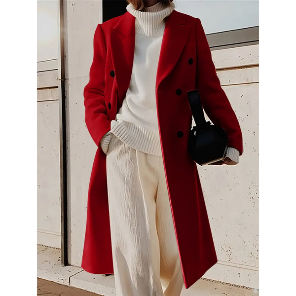 Victoria - Double-Breasted Long Coat - Tailored & Elegant